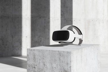 Beton Yüzey üzerine Modern VR Kulaklığı - Minimalist Ürün Ekranı