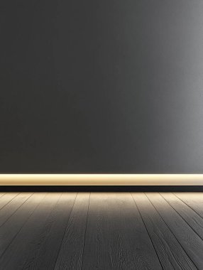 Minimalist Black Wood Floor with Subtle LED Lighting clipart