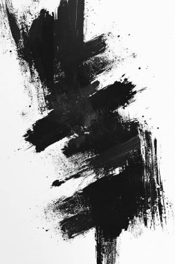 Abstract Floral Brush Strokes in Black and White clipart