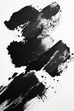 Abstract Floral Brush Strokes in Black and White clipart