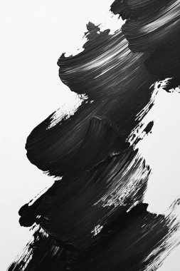 Abstract Floral Brush Strokes in Black and White clipart