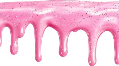 Pattern Glossy Pink Slime Dripping with Glitter on White Background clipart