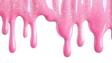 Pattern Glossy Pink Slime Dripping with Glitter on White Background clipart