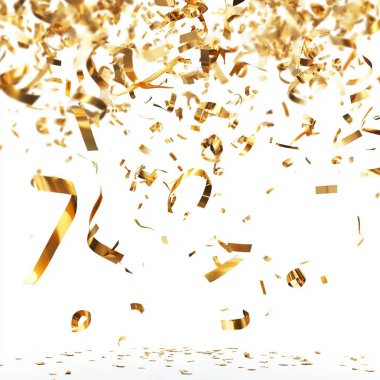 Falling Golden Streamers on White Background clipart