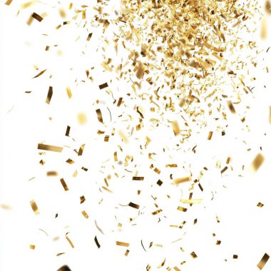 Falling Golden Streamers on White Background clipart