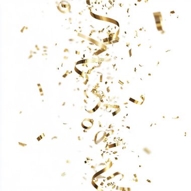 Falling Golden Streamers on White Background clipart