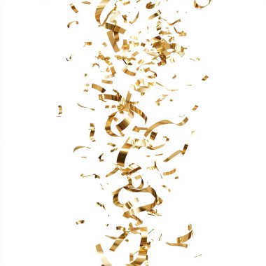 Falling Golden Streamers on White Background clipart