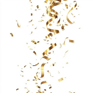 Falling Golden Streamers on White Background clipart