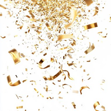 Falling Golden Streamers on White Background clipart