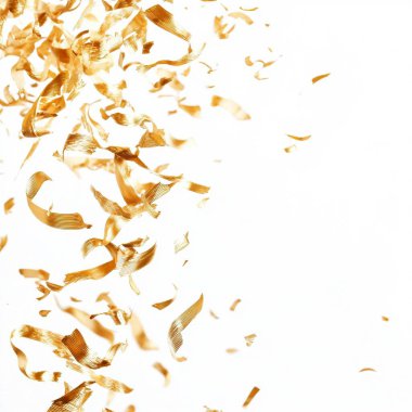 Falling Golden Streamers on White Background clipart