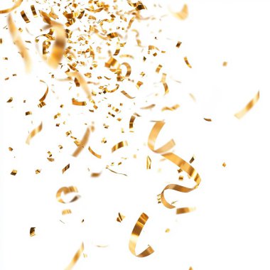 Falling Golden Streamers on White Background clipart