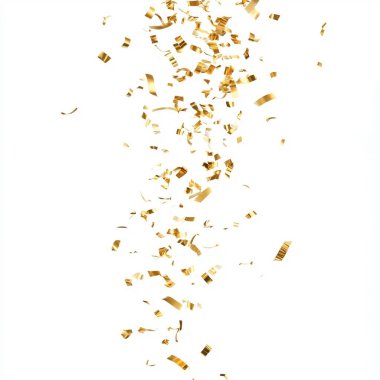 Falling Golden Streamers on White Background clipart