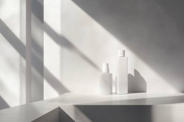 Minimalist Product Display with Soft Shadows and Reflections - Clean Skincare Packaging DesignMinimalist Product Display with Soft Shadows and Reflections - Clean Skincare Packaging Design clipart