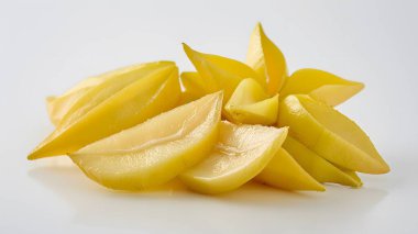 sliced yellow mango fruit isolated