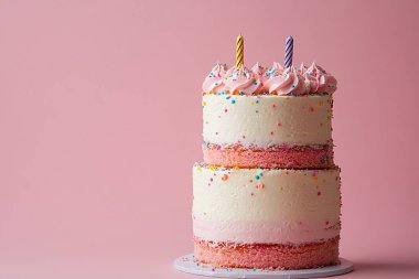 cake with pink and white icing