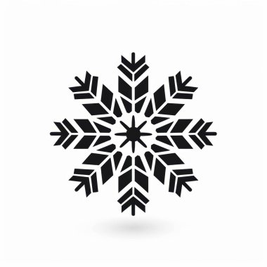 Stylized black snowflake design with intricate arrow patterns on a white background. clipart