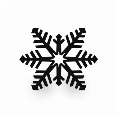 Black snowflake silhouette on a white background, symbolizing winter and holiday themes. clipart