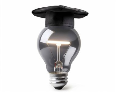 A light bulb wearing a graduation cap, symbolizing bright ideas and education. clipart