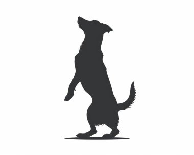 A silhouette of a dog standing on its hind legs, showcasing its playful spirit and curiosity. clipart