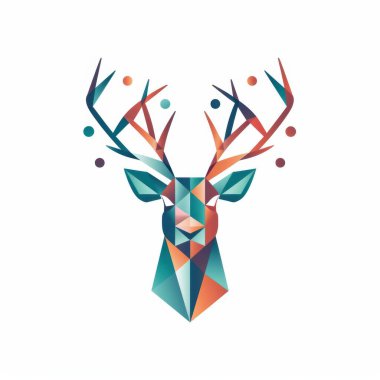 Stylized geometric illustration of a deer with vibrant colors and abstract shapes. clipart