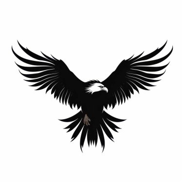 Illustration of a majestic eagle with outstretched wings, showcasing strong features and a fierce expression. clipart