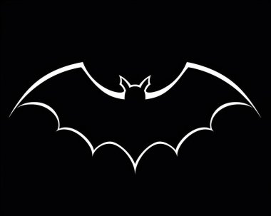 Stylized white bat silhouette against a black background clipart