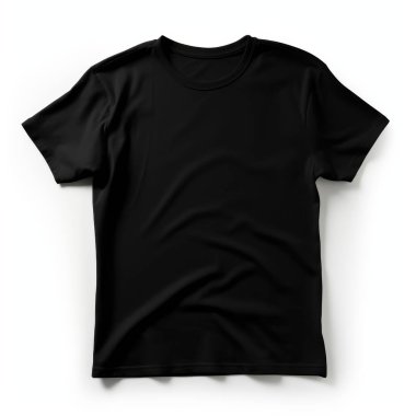 Classic black t-shirt on a white background, showcasing its modern design and versatile appeal. clipart