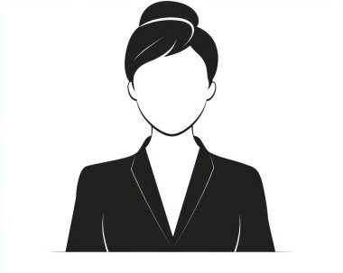 A professional silhouette of a businesswoman in a suit, representing confidence and elegance. clipart