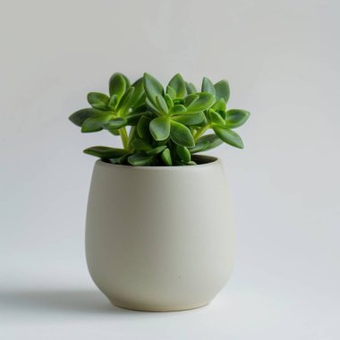 A charming green succulent plant in a minimalist grey pot, bringing a touch of nature indoors. clipart