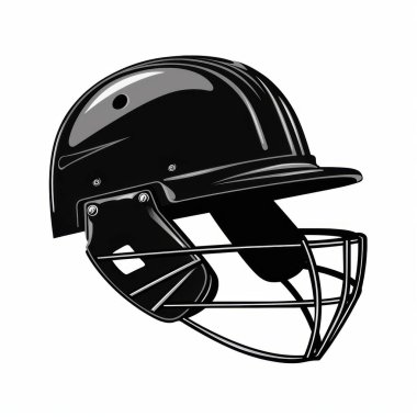 Stylish black cricket helmet featuring a faceguard, symbolizing safety in sports. clipart