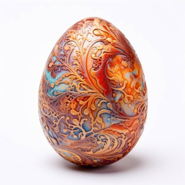 Intricately designed decorative egg showcasing elaborate, colorful swirls and patterns. clipart