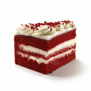 Decadent red velvet cake with cream cheese frosting, showcasing rich colors and textures. clipart