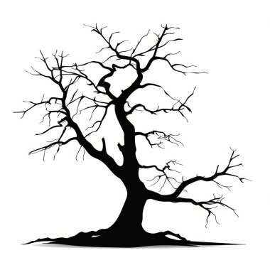 A striking silhouette of a leafless tree against a plain background, capturing the beauty of winter's starkness. clipart