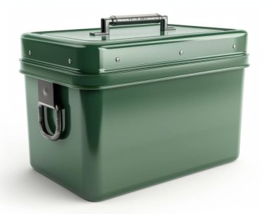 Classic green metal toolbox, perfect for hardware storage or DIY projects. clipart