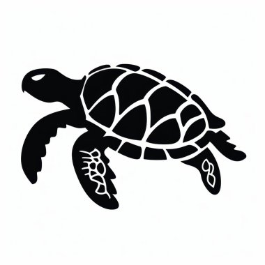 A graceful black silhouette of a sea turtle swimming elegantly through the water. clipart