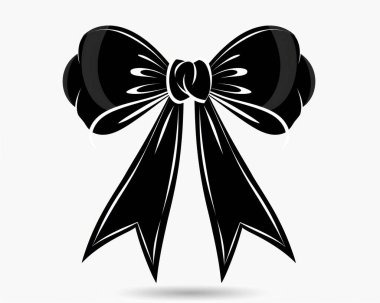 Elegant black bow with flowing ribbons, ideal for gift wrapping or decorative purposes. clipart