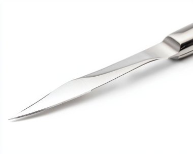 Close-up of a stainless steel knife with a sleek, sharp blade reflecting light. clipart