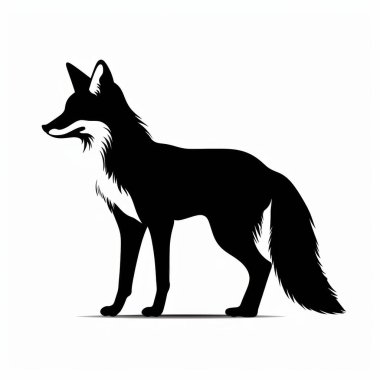 A sleek silhouette of a fox in profile, showcasing its graceful form and bushy tail. clipart