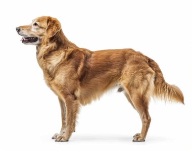 A happy golden retriever stands proudly, showcasing its shiny coat and friendly demeanor. clipart