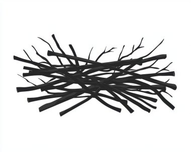 A pile of dark twigs and branches arranged chaotically on a white background. clipart