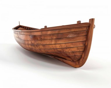 A beautifully crafted wooden boat showcasing exquisite detailing and a rich, warm finish. clipart