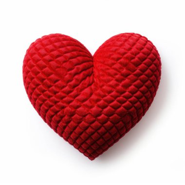 A vibrant red heart-shaped cushion, plush and inviting, perfect for adding a romantic touch to any space. clipart