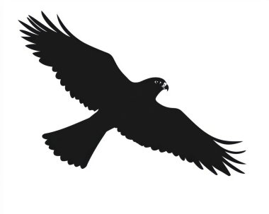 A majestic hawk in flight, showcasing its powerful wings against a white background. clipart