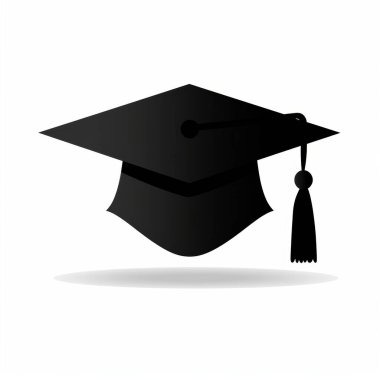 A sleek black graduation cap with a tassel, symbolizing academic achievement and celebration. clipart