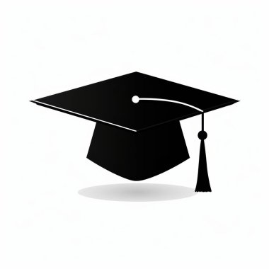 A classic black graduation cap with a tassel, symbolizing achievement and academic success. clipart