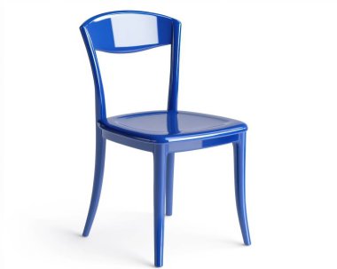 Vibrant blue plastic chair with a sleek design, ideal for modern interiors. clipart