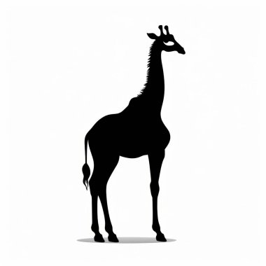 Silhouette of a graceful giraffe against a light background, highlighting its elegant stature. clipart