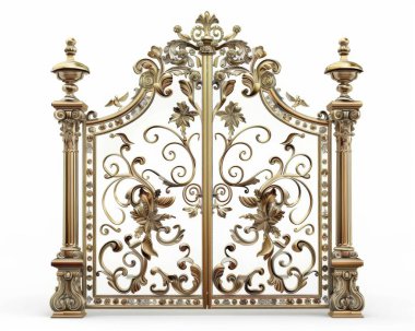 A beautifully crafted ornate metal gate featuring intricate floral designs and elegant detailing.