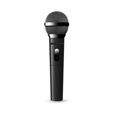 A black handheld microphone with a mesh head, ideal for public speaking and performances. clipart