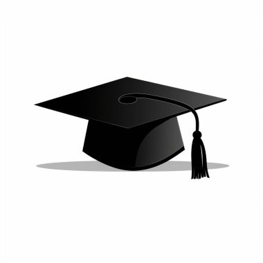 A classic black graduation cap symbolizing academic achievement and success. clipart